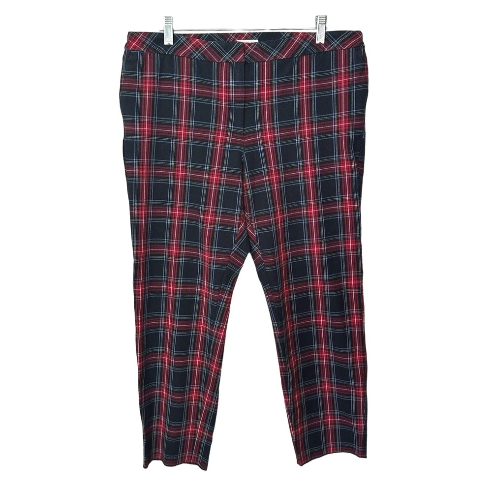 J‎ Jill Plaid Pants Womens 16 Premium Bi-Straight Madras Plaid Trousers Raw Hem